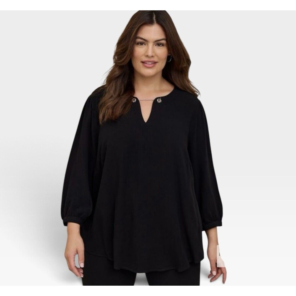 NWT Torrid Black Blouse Chain Link Detail Long Sleeve Blouse Women’s Size 2X NEW